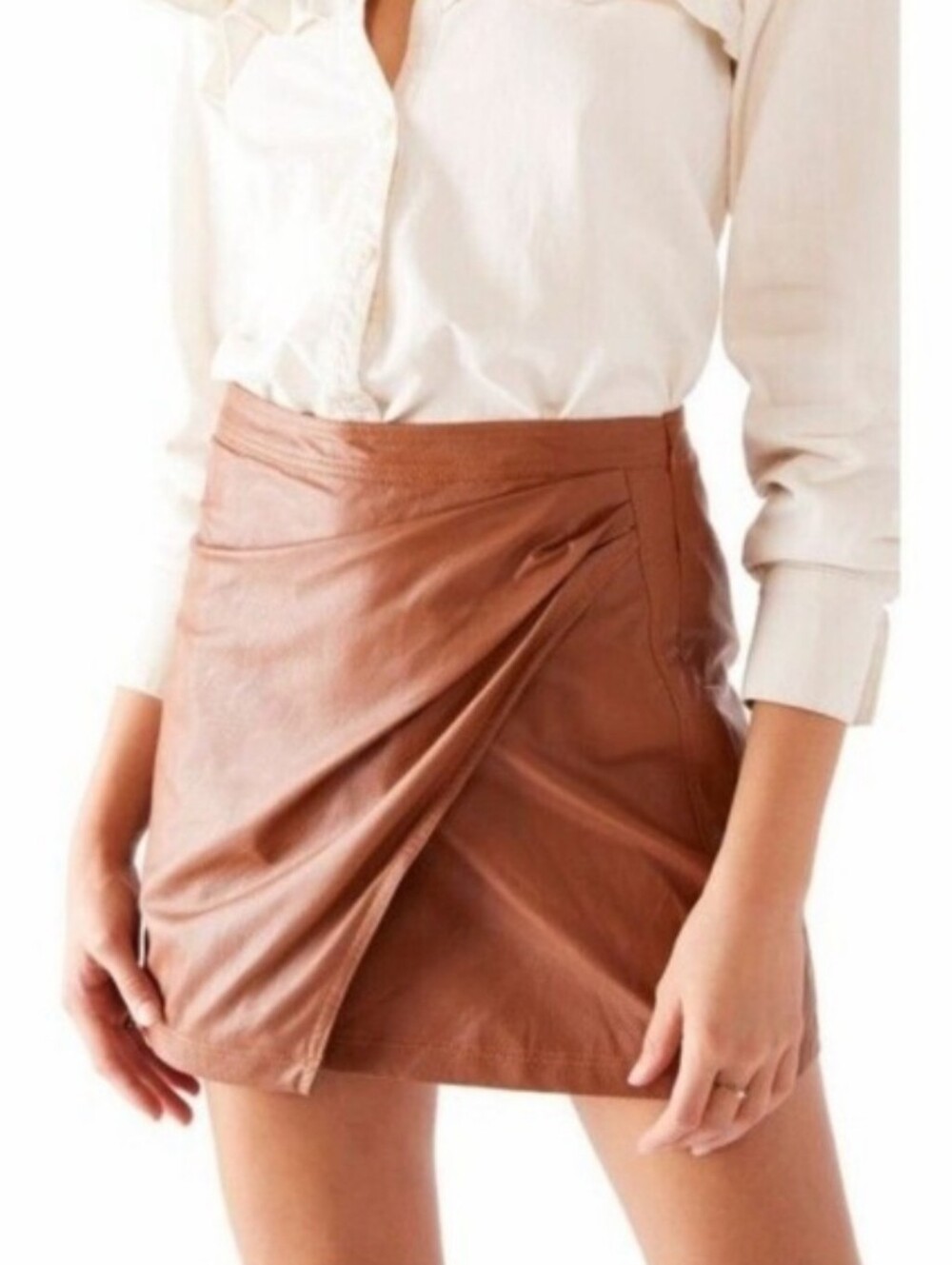 Free People Faux Leather Wrap Mini Skirt